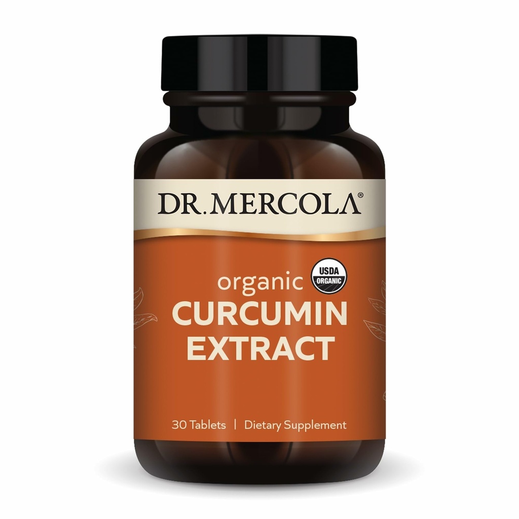Dr. Mercola Organic Curcumin Extract, 30 tarjoilua (30 tablettia), ravintolisä, ei-GMO, Certified USDA Organic