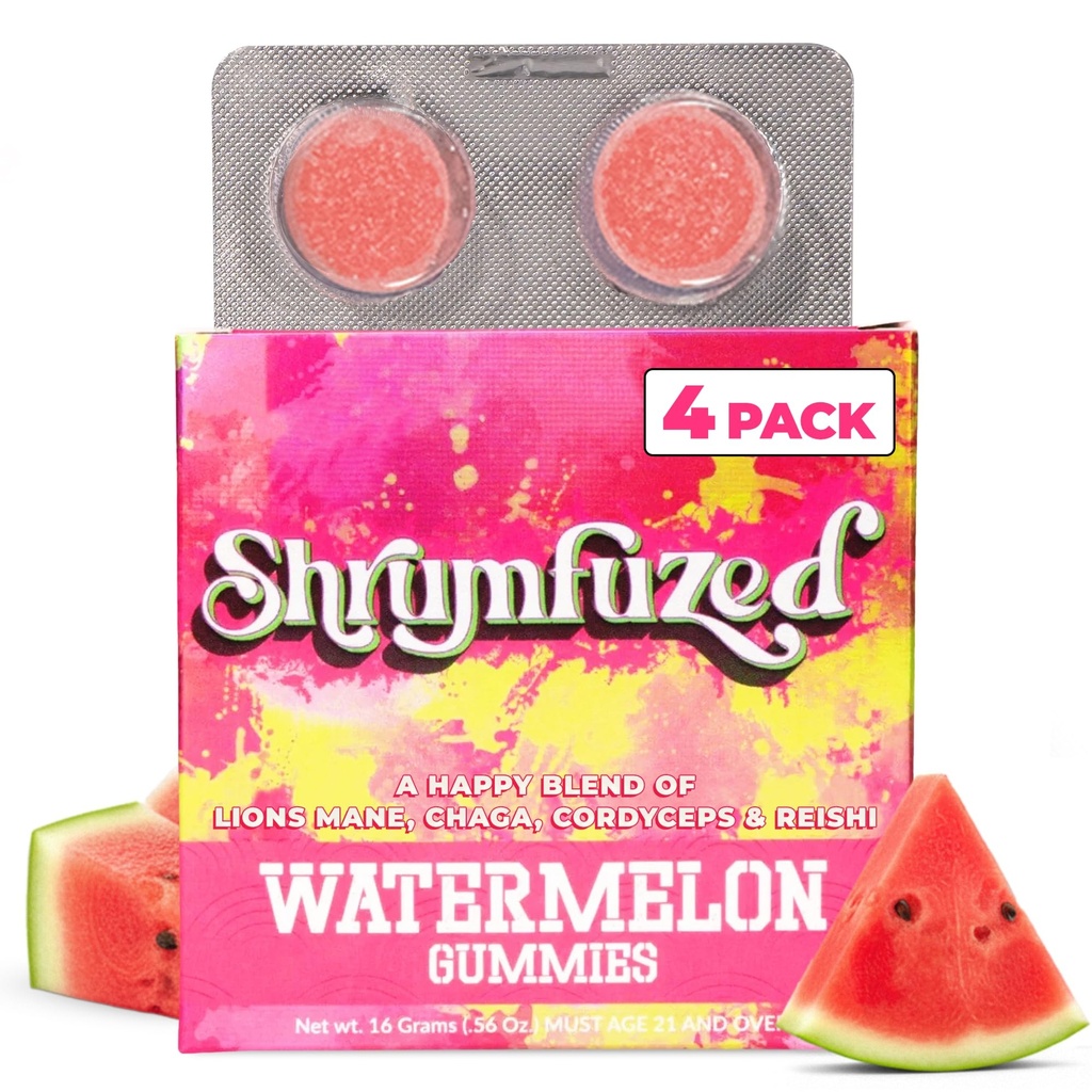 Proprietär Nootropic Gummy 3200mg - Lion's Mane, Reishi, Chaga och Cordycep Nootropic Tripee Mushroom Blend (4, Watermelon)