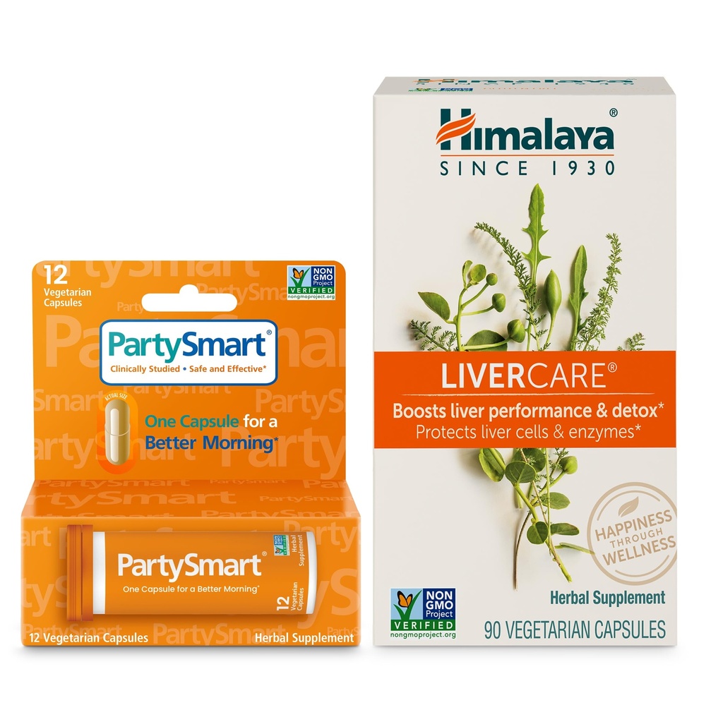 Himalaya PartySmart 12 Caps, One Capse for a Better Morning Jälkeen juominen Plus LiverCare, 90 Caps Daily Liver Cleanse, Liver Support ja Eliminate Waste 