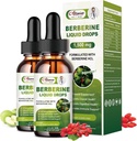 2 Pack Berberine Supplement Liquid Drops for Immuunijärjestelmän ja Ruoansulatuskanavan tuki - Premium Berberine HCL 1500 mg Pure Ceylon Cinnamon -4 Fl Oz