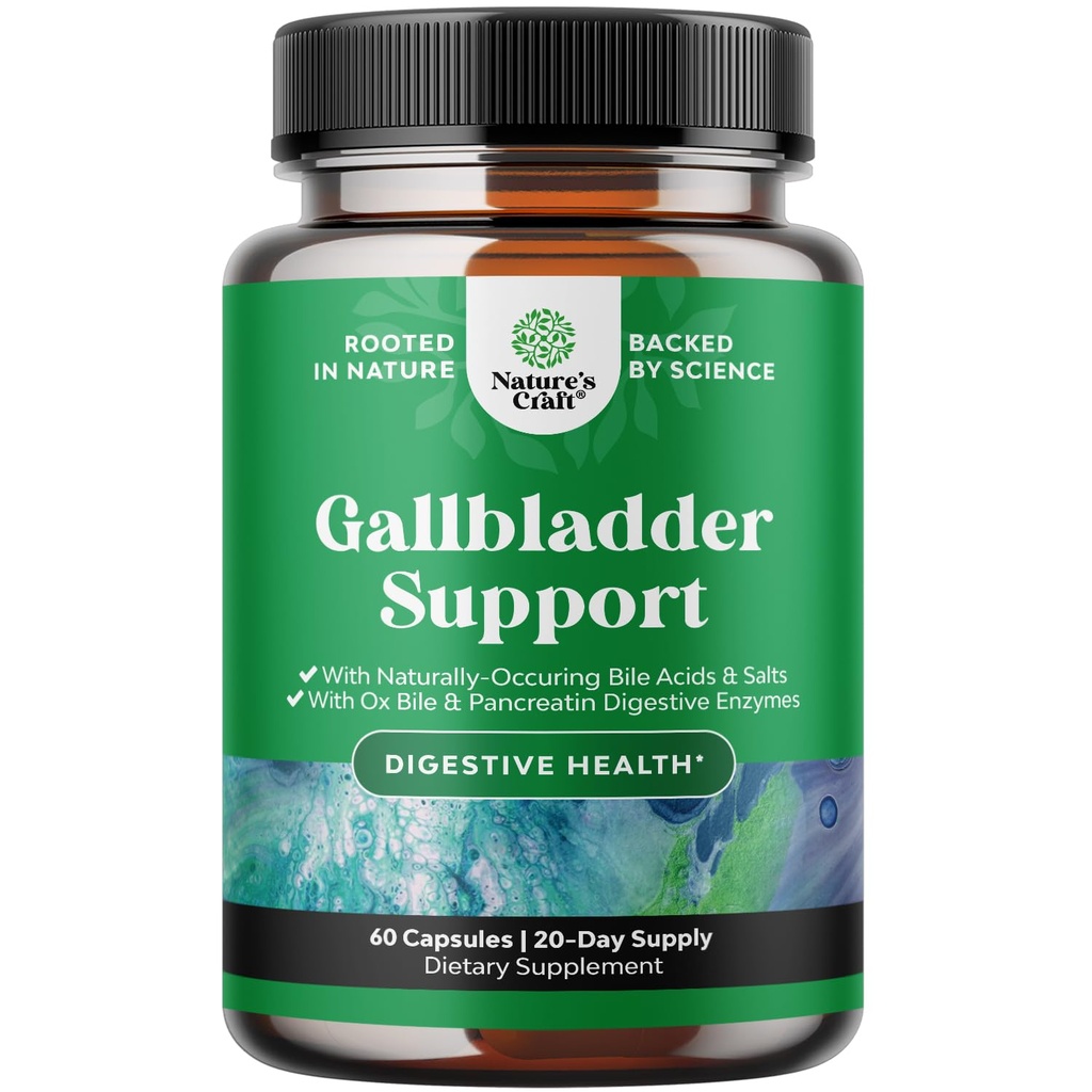 Ox Bile Salts för Gallbladder Support - Purified Bile Salts Supplement med Pancreatin Digestive Enzymes Ox & Betaine HCL - Kosttillskott för No Gallbladder & Digestive Health 20 Days