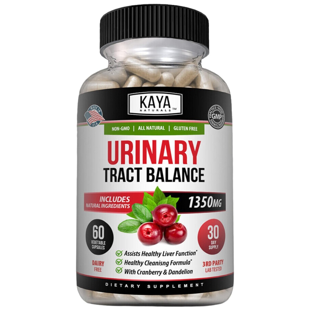 Kaya Naturals - D-Mannose - Virtsatie UT Puhdistus ja rakko Terveys - Valmistettu karpalo, Hibiskus & Voikukka juuri - D Mannoosi kapselit karpalo täydentää - 60 kasviskapselit