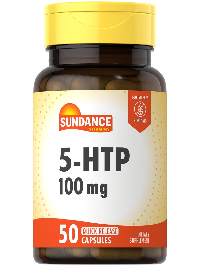 Sundance 5-HTP 100mg | 50 kapslar | 5 Hydroxtryptofan | Non-GMO & Gluten Free Supplement