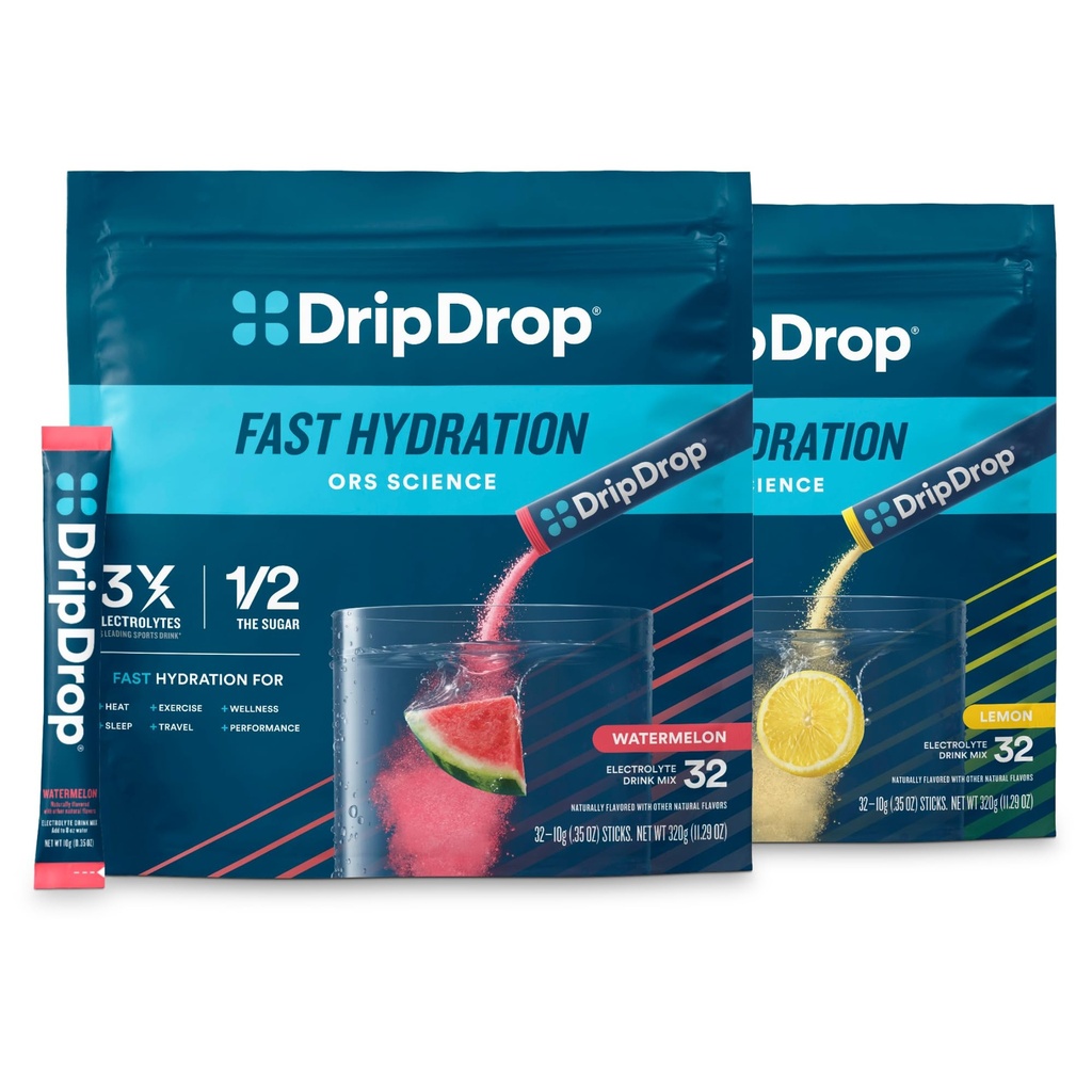 DripDrop Hydration - Elektrolyyttijauhepakkaus - Watermelon & Lemon Bundle - 64