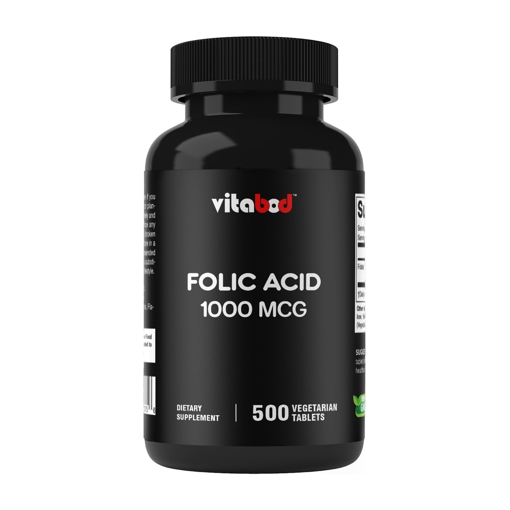 Foolihappo 1 mg (1000 mikrog) (Vitamin B9) - 500 kasvistablettia - välttämätön prenataali- ja postnataalivitamiini
