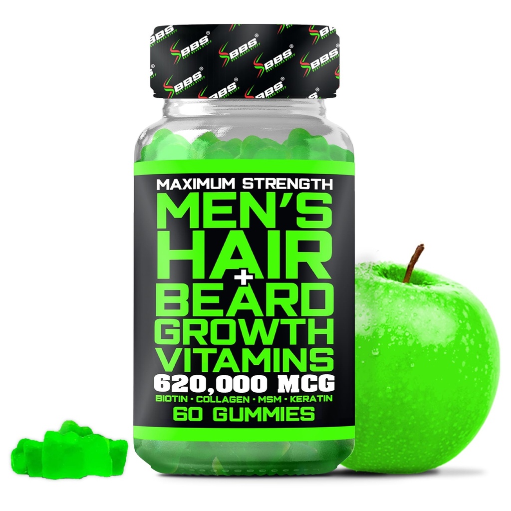 Paras parta Stuff parta kasvu vitamiineja - Biotiini Gummies varten parta ja hiusten kasvu . Maksimi vahvuus 620,000 mcg Biotiini Collagen, MSM, Keratin & Bamboo Extract