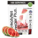 PowderVitamin Elektrolytes Powder Plus (100 Servings) Watermelon Elektrolyte Powder, Zero Calorie, Keto, 0 Sokeri, No Maltodekstriini, 1000 mg Kalium, 120 mg Kalsium, 120 mg Magnesium, Energy Hydration Powde