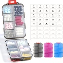 3 pakkaus 14 GRIDS Travel pilleri Organizer Box etiketeillä - Travel Medicine Case Kit - Pocket Daily Pharmacy Container - Matkalääkkeiden haltija Dispender Fish Oil Vitamiin Storage - Clear