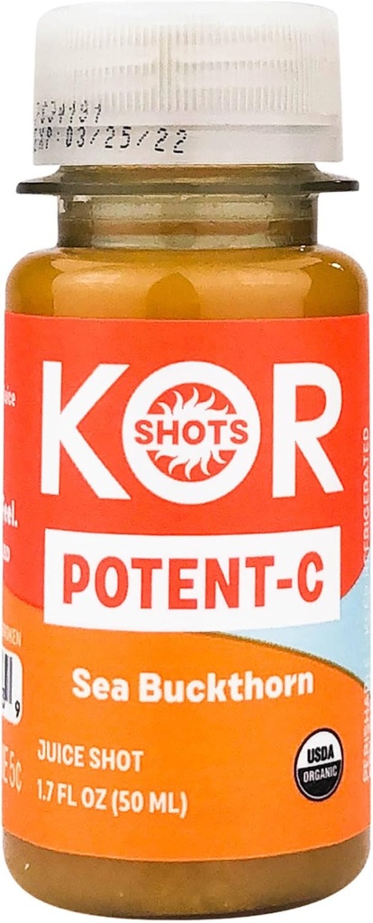 Kor Shots Sea Buckthorn ja Baobab Shot - 1,7 Fl Oz - Potent C - Superfoods C-vitamiini Shot - USDA Certified Organic