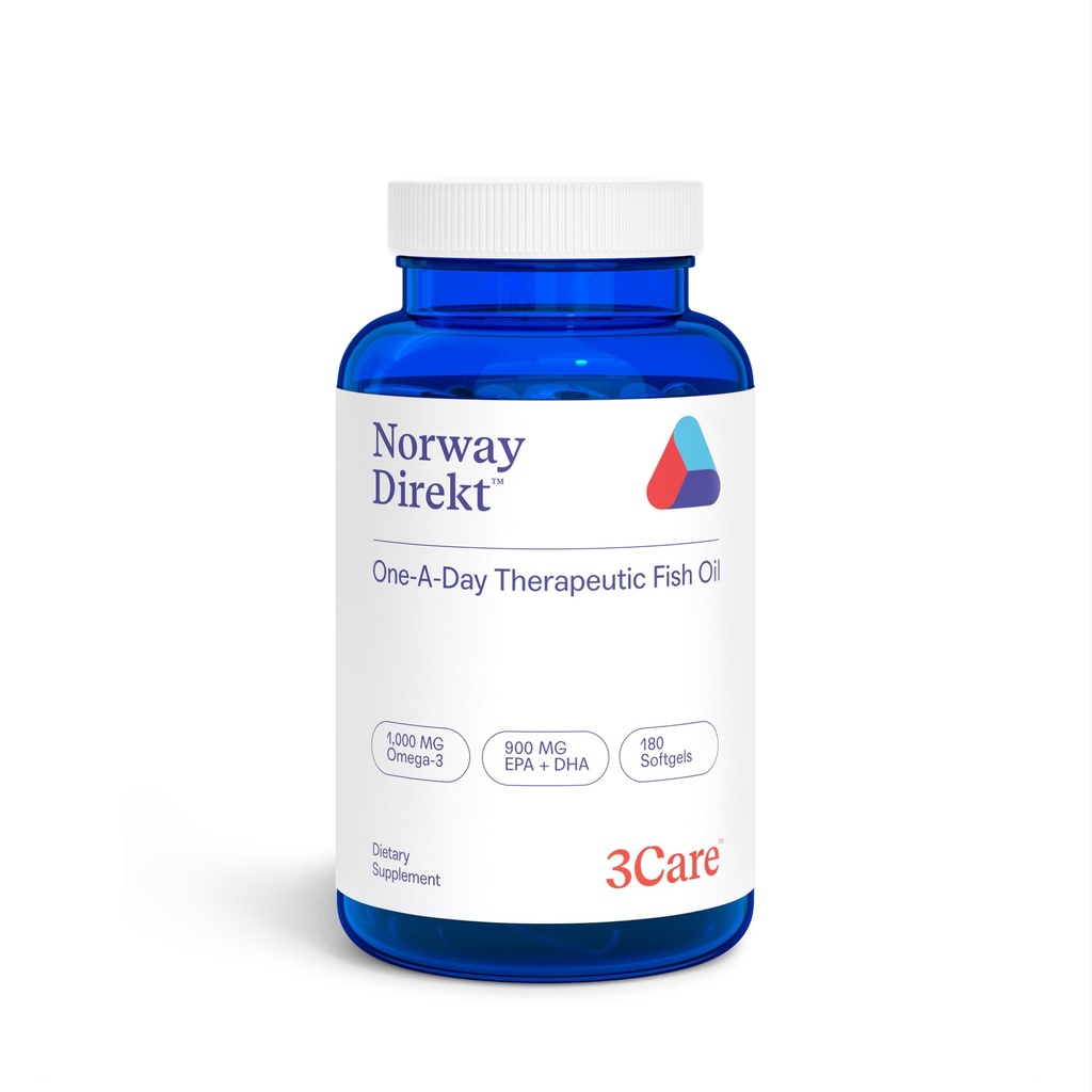 Norge Direkt Omega-3 Fiskolja 2.000mg Omega-3 per 2 softgel | 1060mg EPA, 740mg DHA (2 Soft-Gel Servering) farmaceutisk betyg (180 Softgels)