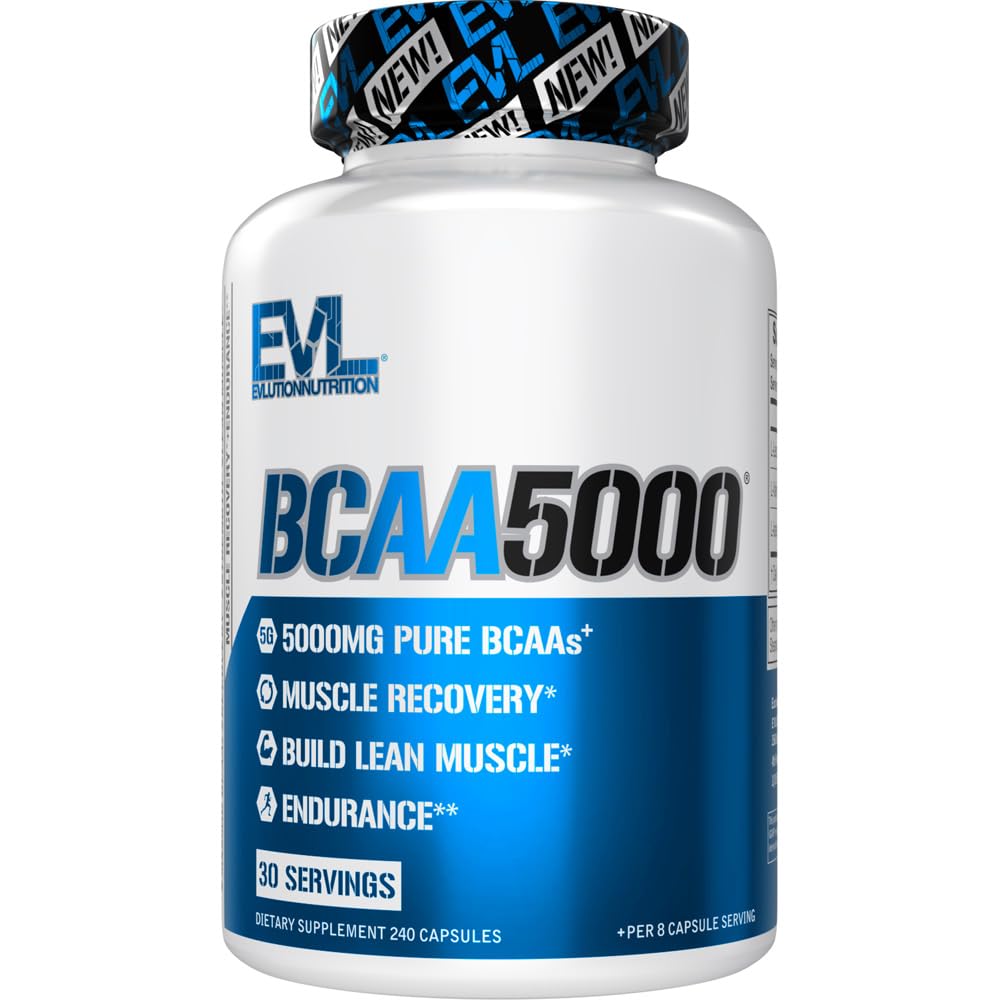 BCAAs Aminohapot täydentää miesten - EVL 2:1:1:1 5g BCAA Kapselit post Treout Recovery ja Lean lihas rakentaja miehille - BCAA5000 Haaraketju Aminohapot ravitsemus täydentää - 30 Servings