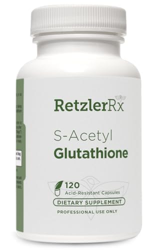 RetzlerRx S-asetyyliglutationi Supplement 100 mg per kapseli, valmistettu USA: ssa - 120 happo- resistant kapselia - antioksidanttien tuki - ei- GMO: n, soijan ja gluteeniton / Bergaflow®, farmaseuttinen luokka