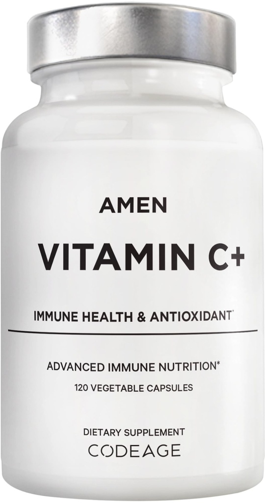 Amen Vitamin C + Tillägg med Zink, Bioflavonoider, Quercetin, Rose HIPS, Elderberry - Vegan, Non-GMO - 2 månader Supply - 120 kapslar