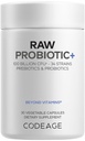 Codeage Raw Probiotic + Supplement - 34 Probiotiska stammar, 100 miljarder CFUs, Raw Whole Food Probiotics, Digestive Enzymes, Raw Fruits & Veggies Prebiotics - Wild Kefir Culture - Non-GMO - 30 kapslar
