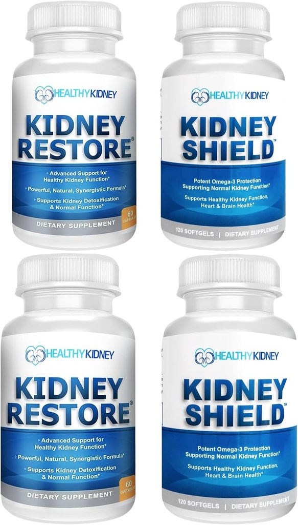Munuaiset Palauta & Munuaiset Suojaus 4-Pack Bundle pillereitä - Natural Munuaisten tuki täydentää munuaispuhdistus Detox & Korjaus - Kattava munuaisten ja munuaisten terveys täydentää tukea Munuaisten toiminta
