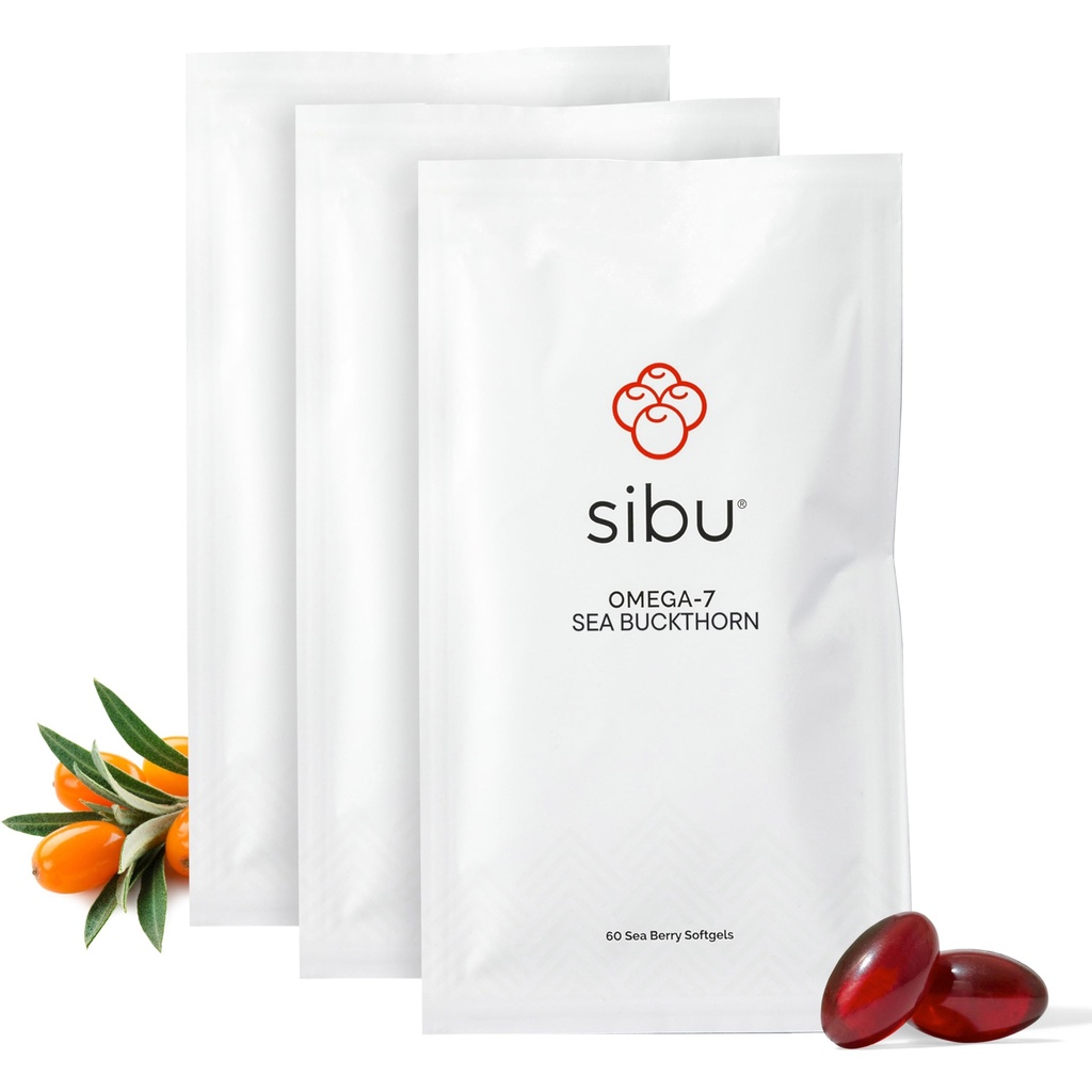 Sibu Sea Buckthorn Omega-7 Softgels (90-päivä Refill Sachet) ... Lisäravinteet terveelle iholle, hiuksille, kynsille ja kuivuudelle