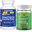 Luonnollinen pinot Magtech Magnesium + Mieliala Magnesium Gummies Bundle - 4 muotoja magnesium - rentoutuminen, aivojen terveys & stressi tuki* - 210 yhteensä