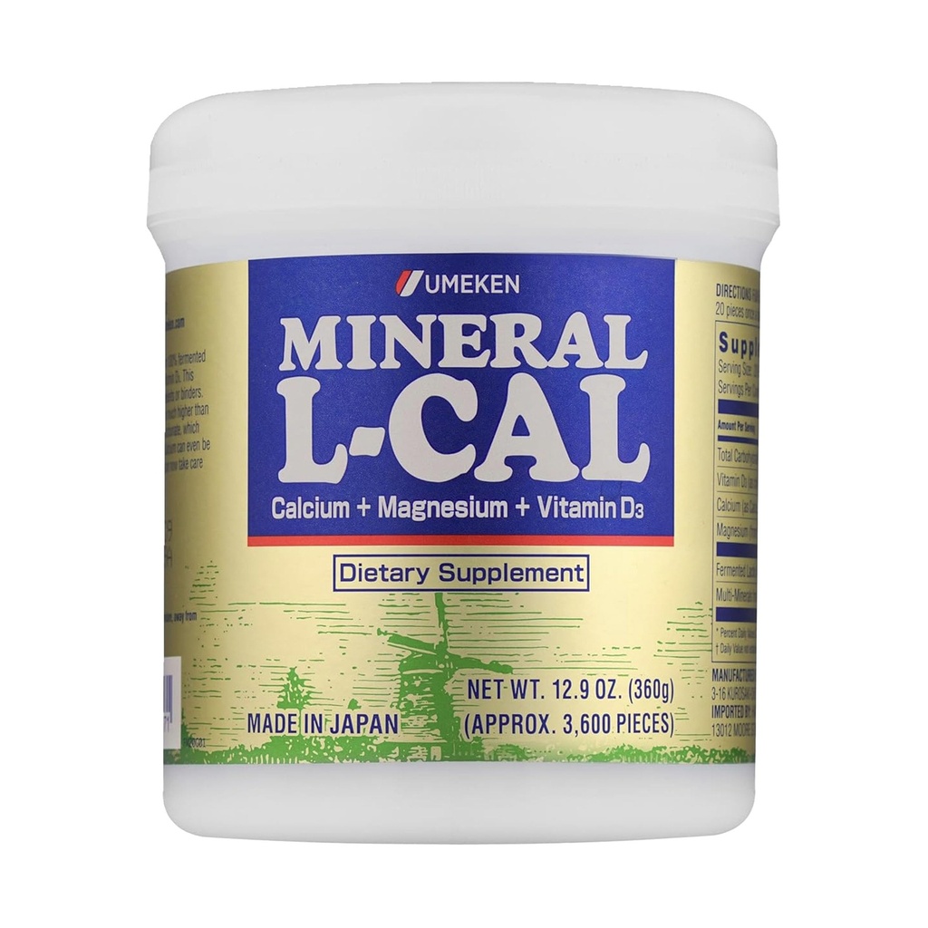 Umeken Mineral L-Cal Kalsium D3-vitamiinilla 6 kuukauden toimitus, vesiliukoinen pallo muodossa magnesium & mineraalit, nopea absorbing kalsium magnesium D3-lisä, 3,600 palloa, 360 g, pakkaus 1