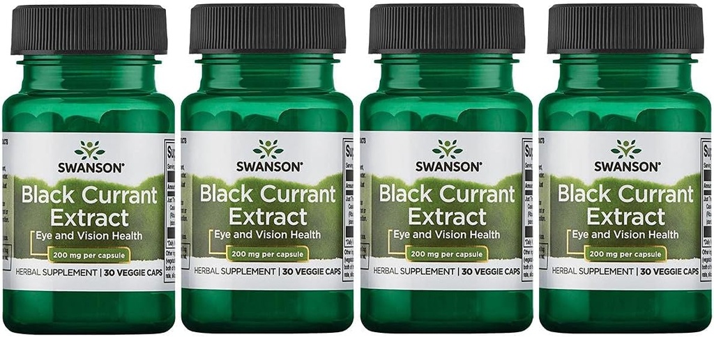 Swanson Mustaherukkauute 200 mg 30 Veg Caps 4 pakkaus
