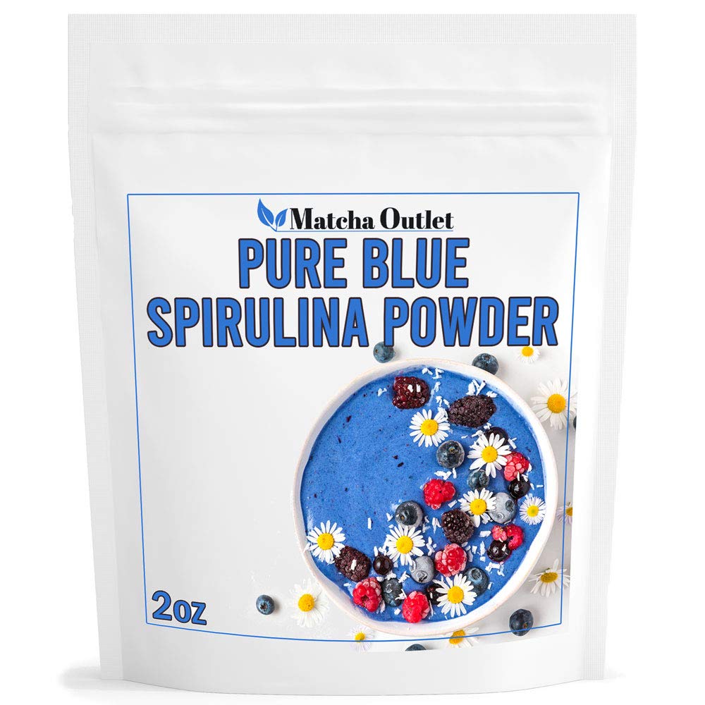 Blue Spirulina Powder Pure alkaen Blue Green Algae Great for Smoothies Leivonta Vegan Natural Food Väritys Phycocyanin 2 oz 57g Jopa 70 Tarjoilua
