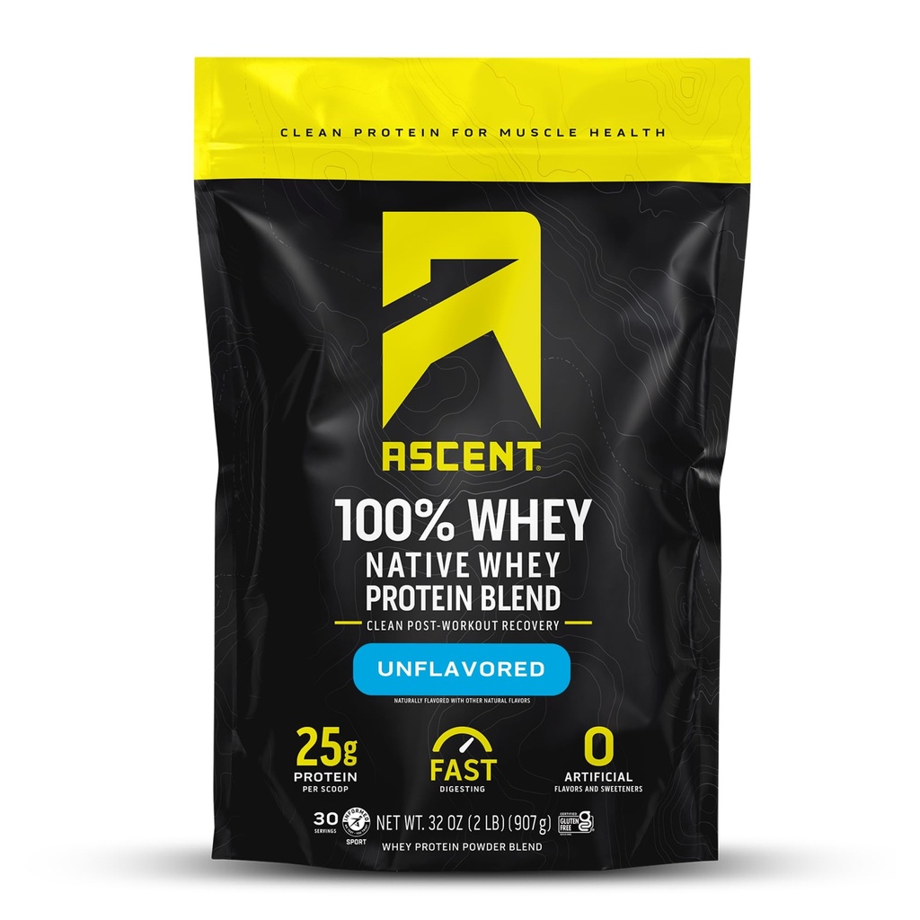 Nousu 100% Whey Protein Powder - Post Harjoitus Heraproteiini Isolaatti, Zero Tekonurmi & Makeuttajat, Gluteeniton, 5.5g BCAA, 2.6g Leusiini, Mautonta 2 lb