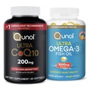 Qunol Ultra CoQ10 200mg Softgels - Ultra High Absorption Coenzyme Q10 Supplement - 2 kuukauden tarjonta - 60 Count + Fish Oil Omega 3 Mini Softgels, 1000mg Omega 3 EPA + DHA, 3 kuukauden toimitus, 180 Count