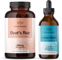 HERBAMAMA Goat's Rue and Lemon Balm Kit - Bundle of 1200 mg Goat's Rue Capsules & Lemon Balm Liquid Drops 4 fl oz - Vegaani, ei-GMO, sokeria & alkoholiton - 2 pakkaus