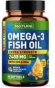Rakennettu Nature Omega 3 Fish Oil Soft Geels - 2400 mg Fish Oil, 1440 mg Omega 3, 864 mg EPA, 576 mg DHA - Extra Strength Brain & Heart Health Support Supplement - 60 Softgels