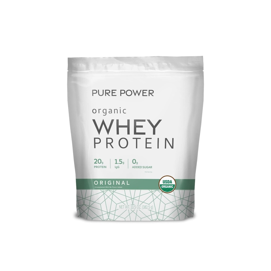 Tohtori Mercola Pure Power Organic Whey Protein - 20 g Protein - Tukee Lihaksen kasvu & energia - Ruoho-Fed Whey Concentral - 15 Servings (20.60 oz) - Alkuperäinen