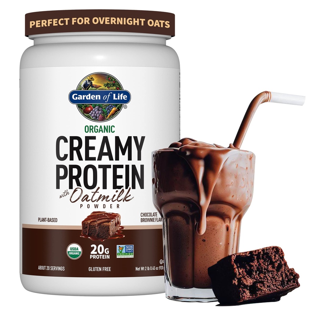 Puutarha Life Creamy Organic Vegan Protein Powder + OatMilk, 20g Complete Plant Based Protein, Coconut Water, MCTs, Sprouted Grains, Prebiootit, Probiootit 