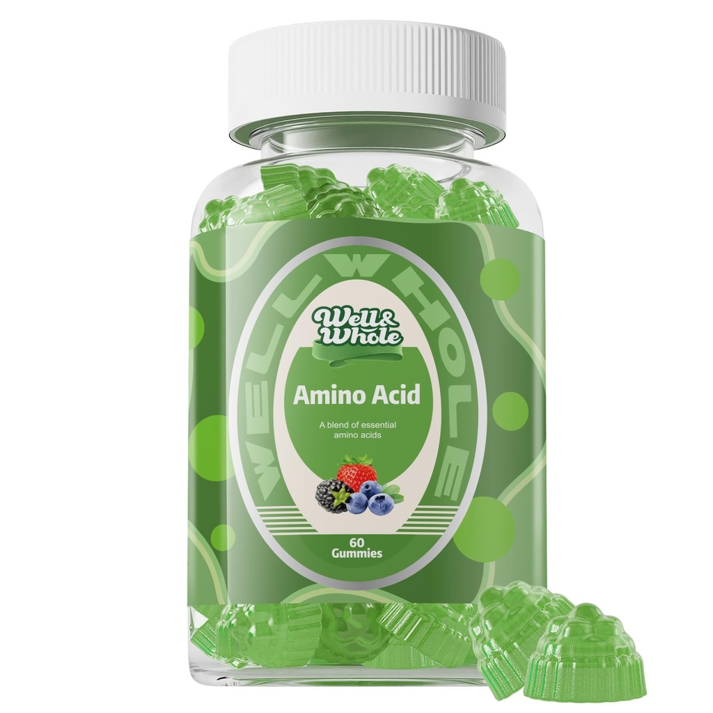 Well & Whole Essential Amino Acids Supplement Gummies - 9-i-1 EAA Gummies för kvinnor och män, energi och muskelåterställningsstöd - Aminosyror Supplement, Mixed Berry, 30 portioner