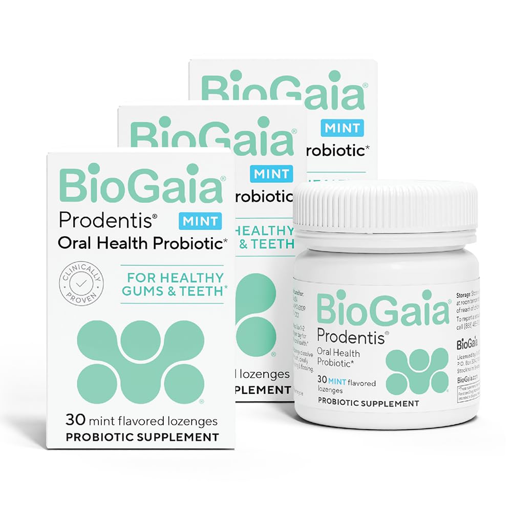 BioGaia Prodentis 3-Pack | Dental Probiotic Lozenges | Främja hälsosamma tandkött & tänder | Försvara mot tandproblem | Svara oral mikrobiom | Förbättra oral hälsa | Mint smak | 90 dagars leverans