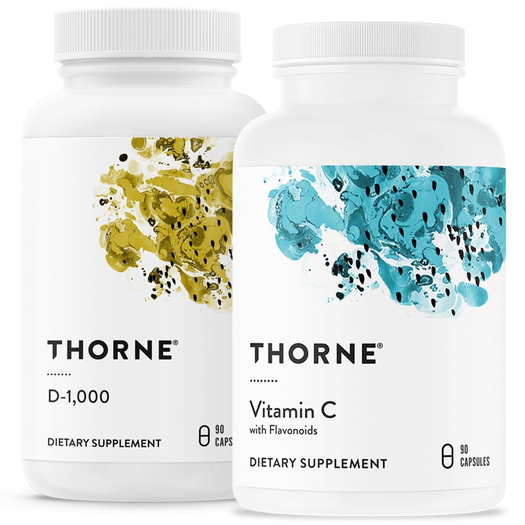 THORNE - Immuunituki Combo - D3-vitamiinin ja C-vitamiinin sekoitus terveelle immuunitoiminnolle - 30-90 Tarjoilut