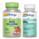 SOLARAY Irish Sea Moss and Total Cleanse Uric Acid - Wellness and Joint Health Bundle w/Luonnollisesti toistuvat vitamiinit, mineraalit, elävät bakteerit, Plus tart Cherry, kurkuma- ja sellerisiemenet, 100/60ct