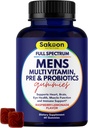 Sakoon ravitsemus Miesten monivitamiini Gummies probiootit ja prebiootit, aikuisten monivitamiini A, C, D, E, B & More, Tuki Immuuni, energia, terveys, 60