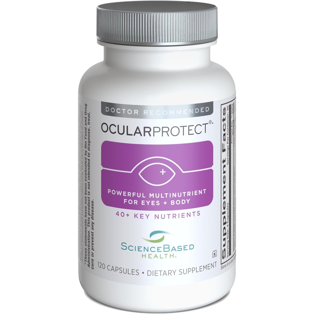 ScienceBased Health OcularProtect - Daglig multivitamin med Avancerad ögonhälsa Support - 40 + Key Nutrients med lutein, Zeaxanthin, gurkmeja & Quercetin - Immun & Antioxidant Support