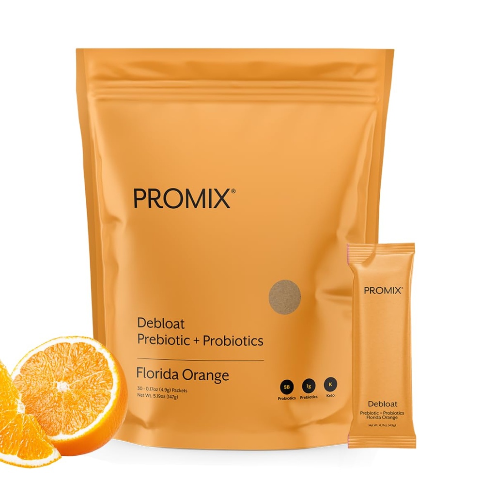 ProMix Nutrition Debloat Prebiotika och Probiotika med Baobab - Rik i vitamin C, Bloating Relief, Immune Support - Orange - 30 portioner (Pack of 30)