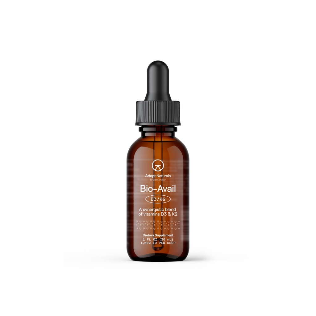 Adapt Naturals D3 K2 1000 IU täydentää MCT Oil, Biosablet Erittäin imeytyvä neste Formula, Overcome D-vitamiinin puute, Tuki Immuuni & Metabolic Health - 1 FL Oz, 600 tarjoilua