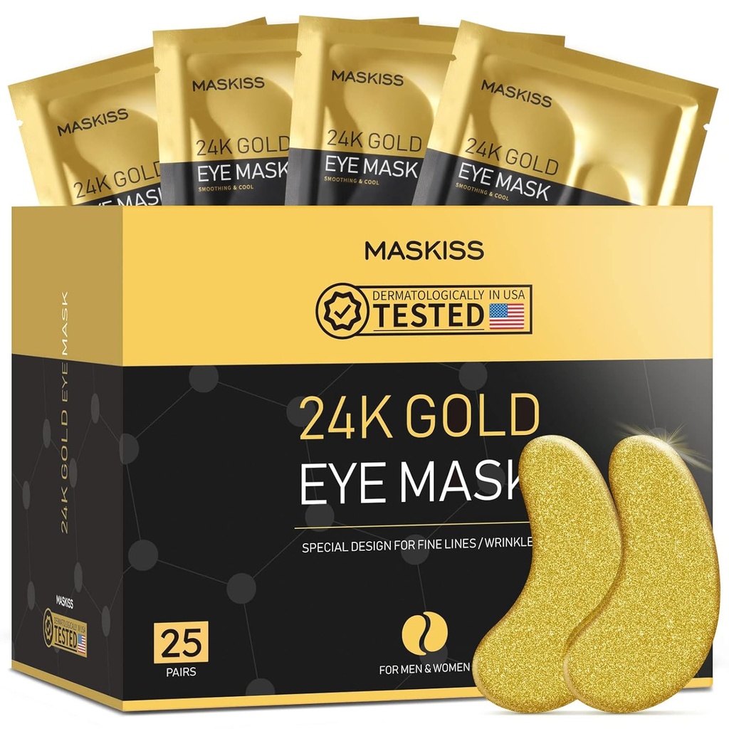 24k Gold Under Eye Patches (25 Par), ögonmask, Collagen Skin Care Products, Eye Patches för Puffy Eyes, ögonmasker för mörka cirklar och puffiness