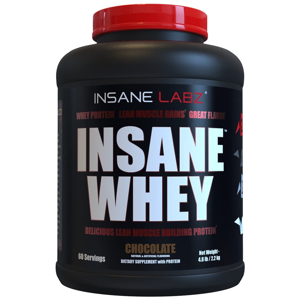 Insane Labz Insane Whey,100% Lihas Building Whey Protein, Post Treout, BCAA Amino Profile, Mass Gainer, Aterian korvaaminen, 5lbs, 60 Srvgs, (Chocolate)