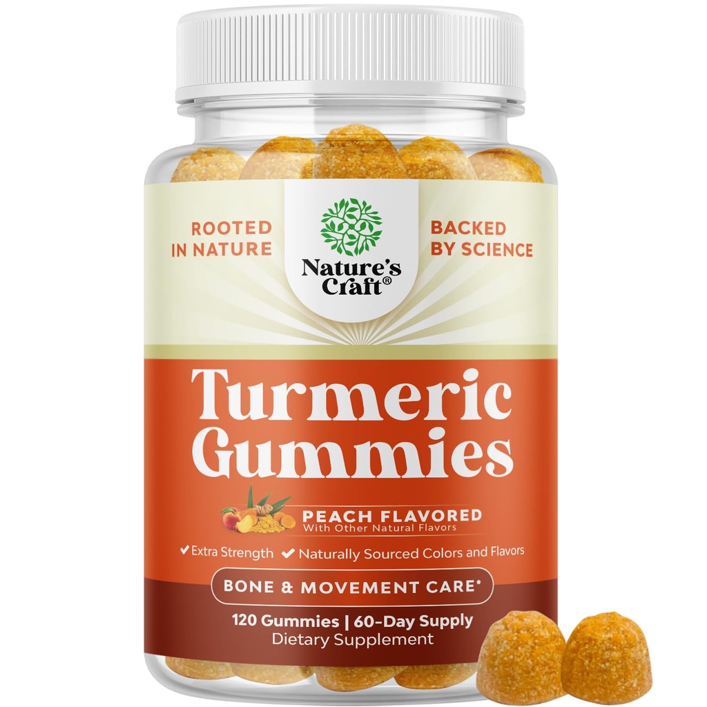 Turmeeric Gummies aikuisille Persikka maku - Extra Strength Yhteinen tuki Gummies kanssa Turmeric Curcumin kanssa Black Pepper Extract ja inkivääri - ja inkivääri persikka vitamiinit aikuisille