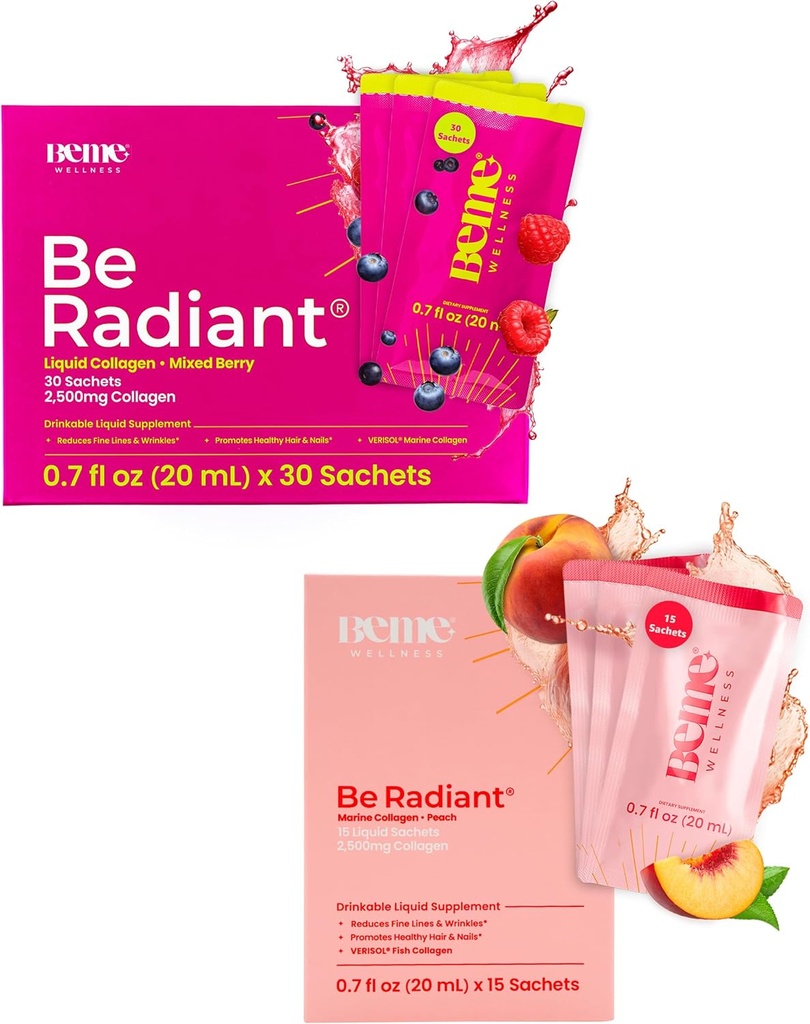 BeMe BeRadiant Peach & Berry Bundle - Liquid Collagen Drink Lisäravinteet