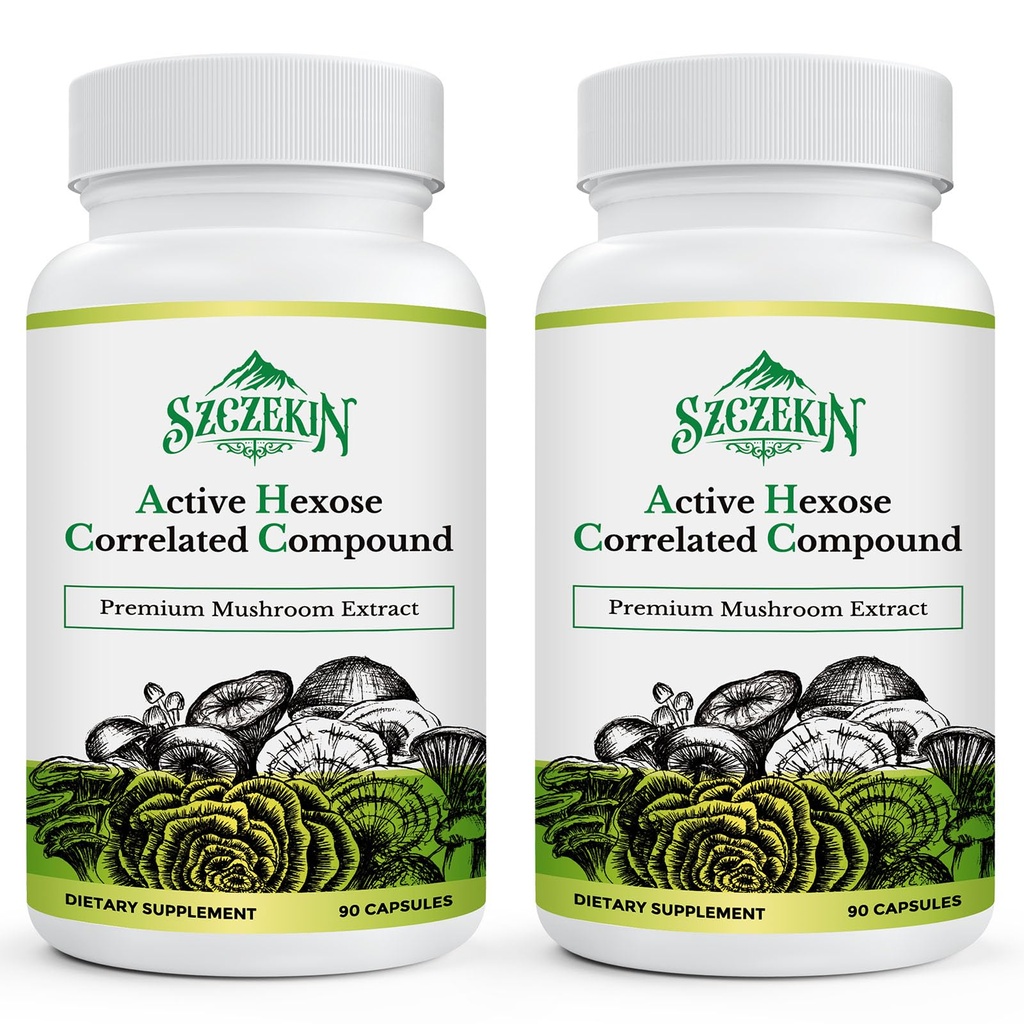 Aktiv Hexose korrelerad förening 1500 mg Supplement, Natural 8 Mushroom Extract Supplement, Immune System, Liver Function, Natural Killer och T Cells Activity, 180 Veggie Capsules