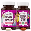 Mama Natural Prenatal Bundle - Organiska prenatala vitaminer för kvinnor + riktade probiotika för graviditet och postpartum Wellness - Bara 2 piller per dag - Vegan & icke-GMO (30 dagars leverans)