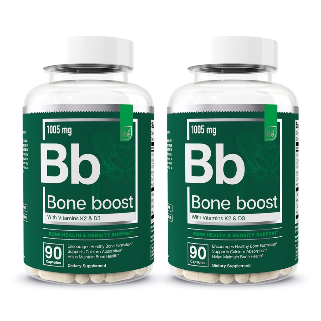 Essential Elements Bone Boost Bone Health Supplement - Luu tuki ja kalsium täydentää D-vitamiini 3, K2, Cissas Quadrangularis varten luun vahvuus - 180 kapselia (60 päivän tarjonta) (2-pakkaus)