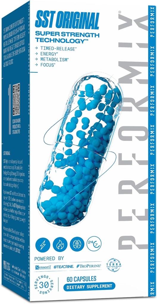 PERFORMIX - SST Original - Pre workout - 250 mg kofeiini - Energy Supplements - No Crash - Fitness tavoitteet - Nootropic - Ajastettu Release for All Day Focus, Mood & Energy Boost - Miehet & naiset - 60 kapselia