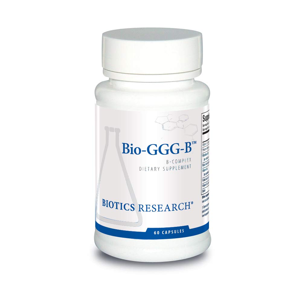 Biotics Research Bio GGG B, B Complex, Biokemiskt aktiverade former av B-vitaminer, Thiamin, Riboflavin, Niacin, B6, B12, Folate Produce Energy, Optimize Positive Mood, Cardiovascular Health 60 Capsule