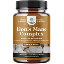 Avancerad Lion's Mane Mushroom Supplement - Lions Mane Supplement Capsules med Reishi, Chaga, Maitake & Shiitake för hjärnhälso Memory Support & Focus - Nootropic för Mental Clarity - 30 Caps