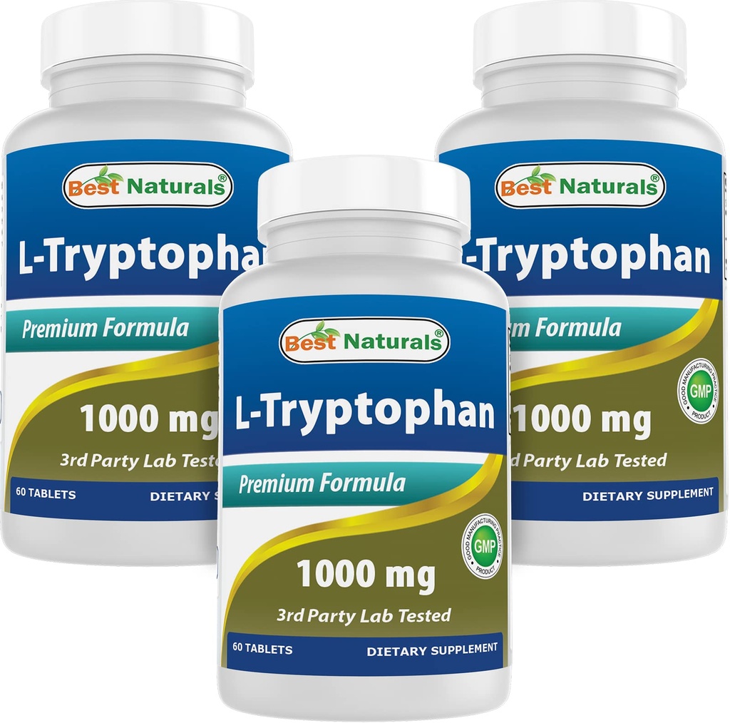 Bästa Naturals L-Tryptophan 1000 mg 60 tabletter (60 greve av 3)
