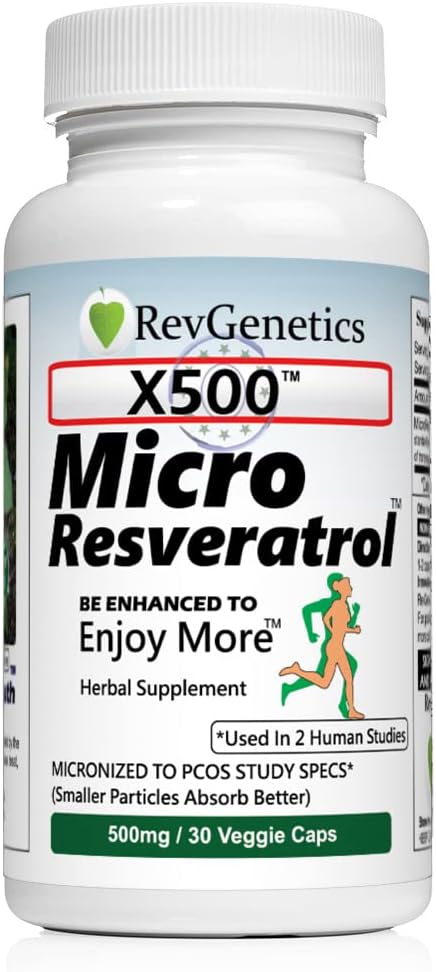 X500: Pure Resveratrol 500 mg - Pure Trans- Resveratrol - 30 kasvissyöjäkapselia - 500 mg per kapseli